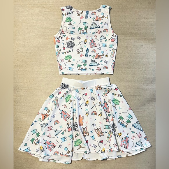 Disney Dresses & Skirts - DISNEYLAND PARK Skater Skirt and Crop Top set XS